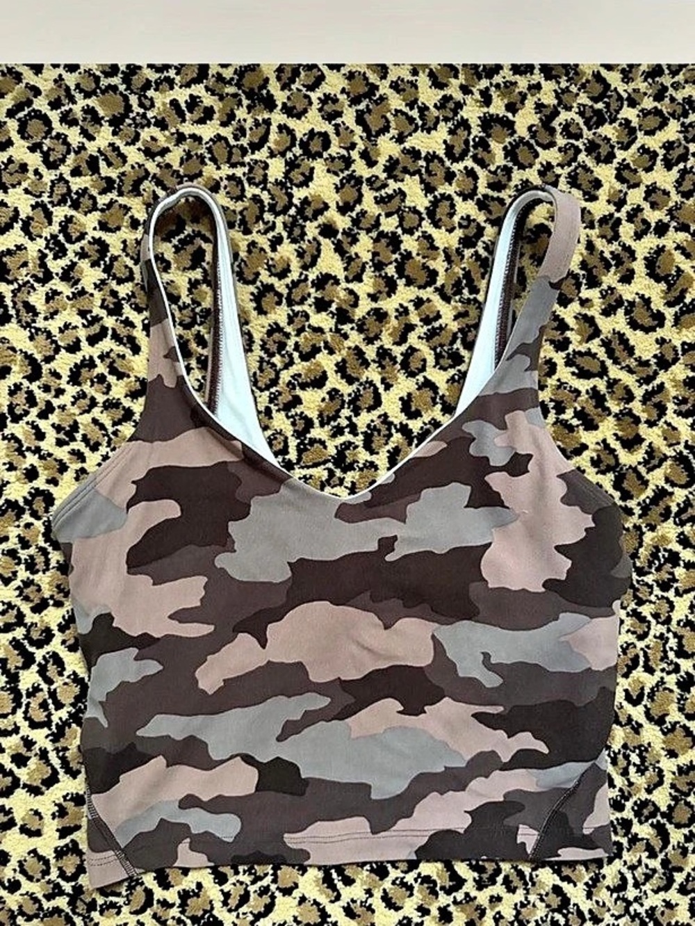 Lululemon Align Tank Top Camo Crop Top Brown & Green